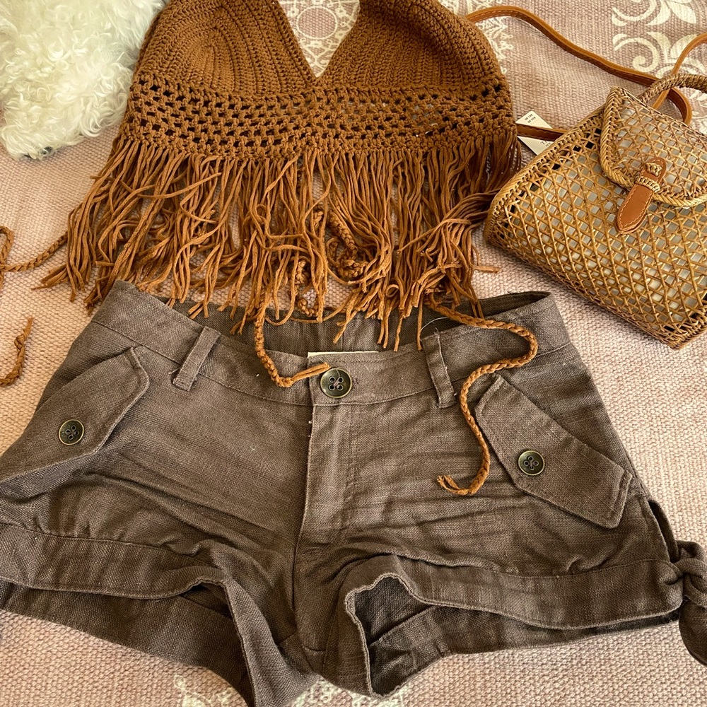 PATRICK ROBINSON Target brown linen Shorts 1